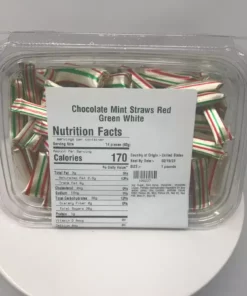 Beulah's Candyland Christmas Candy Old Fashion Chocolate Mint Straws 2 Pounds Red Green White Striped