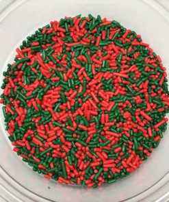 QA Products, Inc. - Beloit, Wisconsin Christmas Mix Sprinkles Green Red Jimmies Topping 1 Pound Colored Sprinkles Sprinkles & Toppings