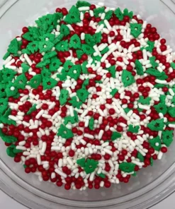 QA Products, Inc. - Beloit, Wisconsin Christmas Festive Flurry Mix Tree Shapes Sprinkles Topping 1 Pound Sprinkles & Toppings