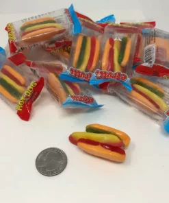 Beulah's Candyland Gummi Mini Hot Dog Candy Wrapped 2 Pounds Gummy Mini Hotdogs Gummi Candy