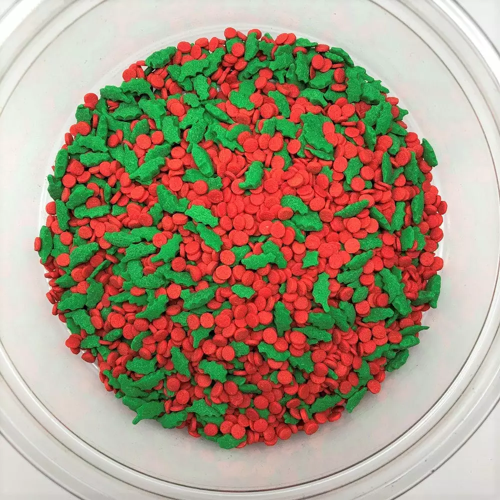QA Products, Inc. - Beloit, Wisconsin Christmas Holly Shapes Berry Shapes Red Green Bakery Topping Sprinkles 8 Ounces 3 QA Products, Inc. - Beloit, Wisconsin Christmas Holly Shapes Berry Shapes Red Green Bakery Topping Sprinkles 8 Ounces