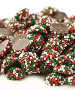 Beulah's Candyland Christmas Candy Mini Christmas Nonpareils Dark Chocolate Candy 1 Pound