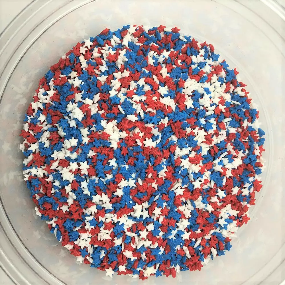 QA Products, Inc. - Beloit, Wisconsin Patriotic Star Shapes MINI Red White Blue Stars Bakery Topping Sprinkles 8 Oz. 3 QA Products, Inc. - Beloit, Wisconsin Patriotic Star Shapes MINI Red White Blue Stars Bakery Topping Sprinkles 8 Oz.