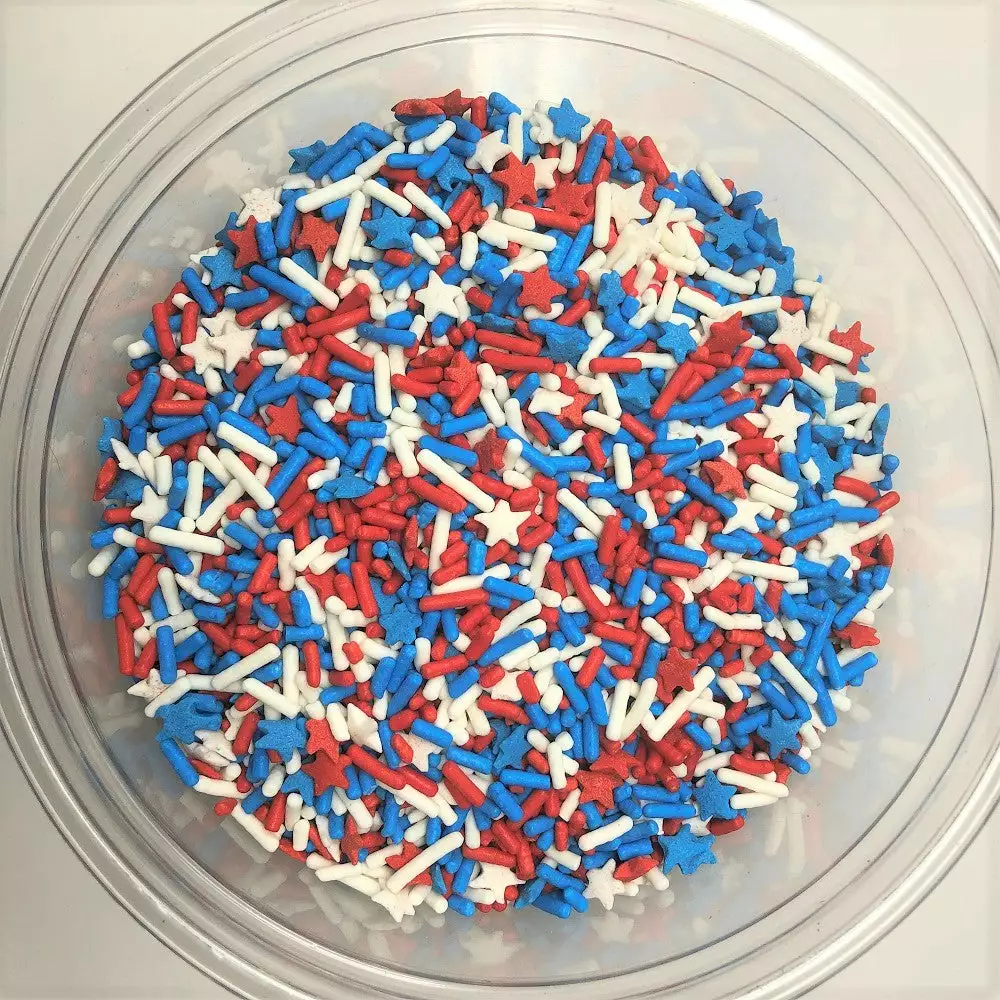 QA Products, Inc. - Beloit, Wisconsin Sprinkles & Toppings Patriotic Stars & Stripes Mix Star Shapes Sprinkles Bakery Topping 8 Ounces 3 QA Products, Inc. - Beloit, Wisconsin Sprinkles & Toppings Patriotic Stars & Stripes Mix Star Shapes Sprinkles Bakery Topping 8 Ounces