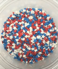 QA Products, Inc. - Beloit, Wisconsin Patriotic Star Shapes Red White Blue Stars Bakery Topping Sprinkles 5 Pounds