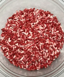 QA Products, Inc. - Beloit, Wisconsin Sprinkles & Toppings Christmas Candy Cane Shapes Peppermint Red White Topping Sprinkles 8 Ounces