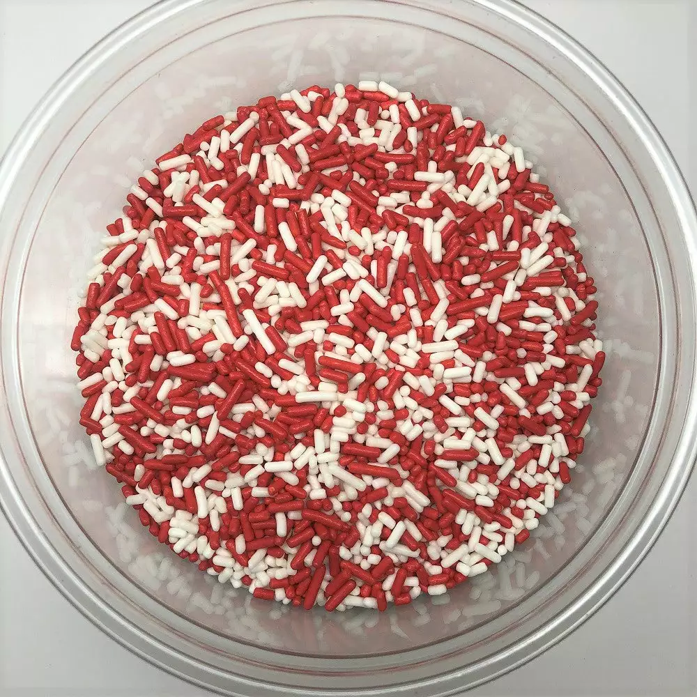 QA Products, Inc. - Beloit, Wisconsin Valentine Sprinkles Red White Jimmies Bakery Topping 8 Ounces 2 QA Products, Inc. - Beloit, Wisconsin Valentine Sprinkles Red White Jimmies Bakery Topping 8 Ounces