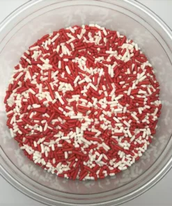 QA Products, Inc. - Beloit, Wisconsin Valentine Sprinkles Red White Jimmies Bakery Topping 6 Pounds