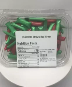 Beulah's Candyland Christmas Candy Old Fashion Chocolate Straws Red And Green 1 Pound Chocolate Filled Straws